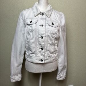 Apt 9 Jacket Denim Crop Jacket Size M Button Distressed Trendy Y2K Essential